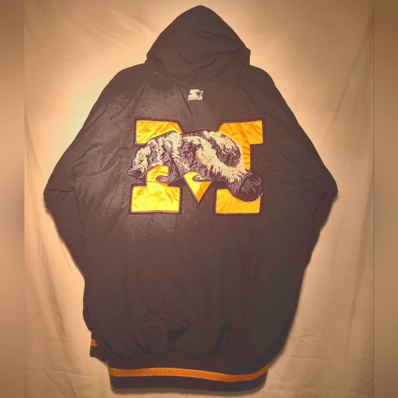 Vintage 90s Starter Michigan Wolverines Full Zip & Snap Hooded Jacket Sz/ Large - Picture 2 of 9